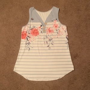 Striped Floral Tank
